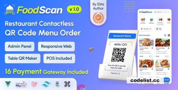 FoodScan v1.8 - Qr Code Restaurant Menu Maker and Contactless Table Ordering System