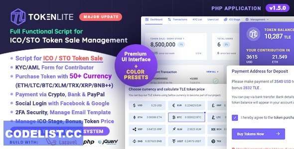 TokenLite v1.8.0 - ICO / STO Token Sale Management Dashboard - ICO Admin Script - nulled
