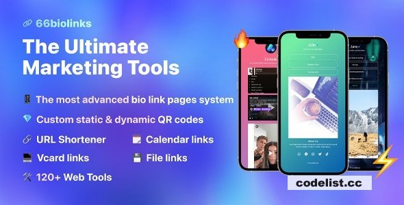 66biolinks v57.1.0 - Bio Links, URL Shortener, QR Codes & Web Tools (SAAS) - nulled