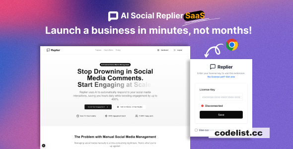 AI Social Replier SaaS v1.0 - GPT Response Generator