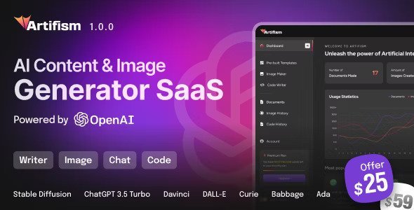 Artifism v3.7.0 – AI Content & Image Generator SaaS
