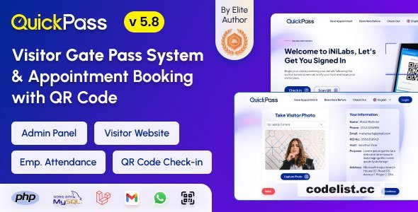 QuickPass v5.8 - Appointment Booking & Visitor Gate Pass System With Qr Code