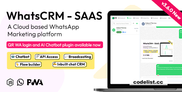 WhatsCRM v3.6.0 - Chatbot, Flow Builder, API Access, WhatsApp CRM SAAS System