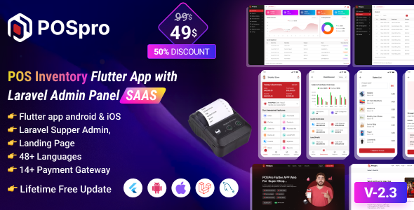 POSpro – POS Inventory Flutter App with Laravel Admin Panel SAAS (12 September 2024)