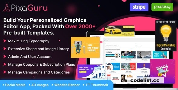PixaGuru v1.10 - SAAS Platform to Create Graphics, Images, Social Media