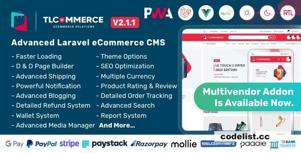 TLCommerce v2.2.0 - Laravel & VueJS Powered Ecommerce CMS with PWA - nulled