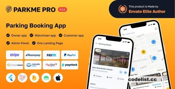 ParkMePRO v1.5 - Flutter Complete Car Parking App with Owner and WatchMan app