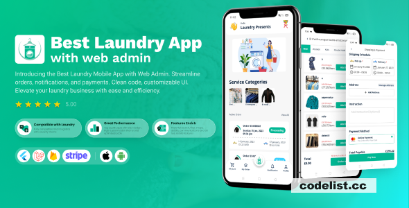 Laundry Flutter App with Admin panel v0.1.0